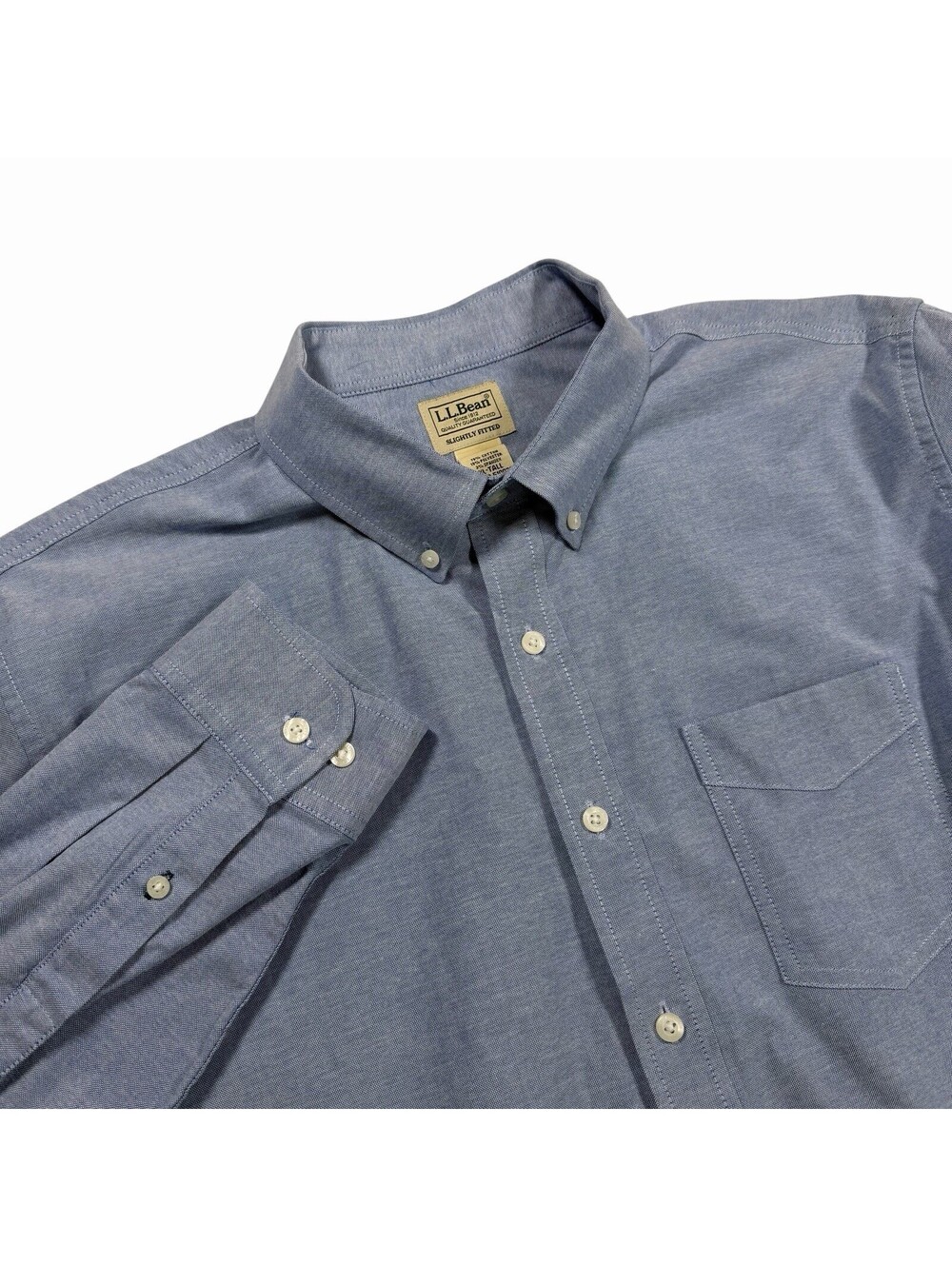 LL Bean Men's Long Sleeve Oxford Button-Down Shirt Slightly Fitted Blue XL-Tall